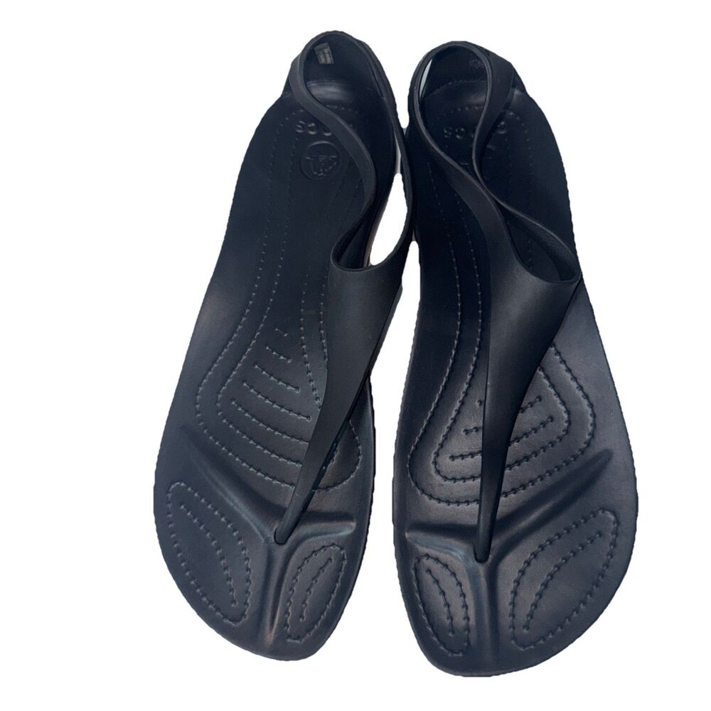 Crocs Sexi Serena Sandals Women’s Size 11 Black Thong Lightweight Comfort - Picture 8 of 9